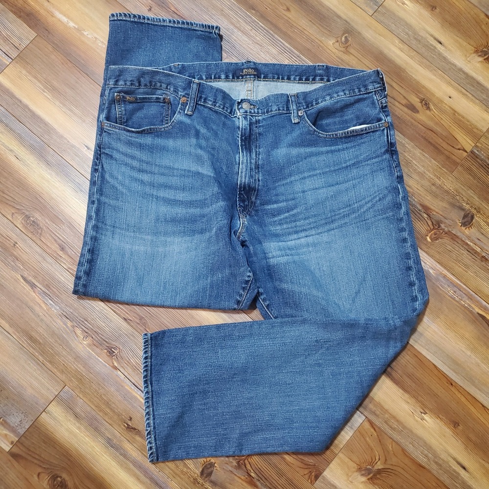 Polo Ralph Lauren Hampton Relaxed Straight Jeans Mens 42x30 Blue Denim Stretch